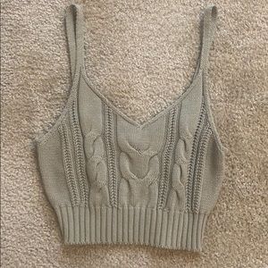 Olive knit crop top